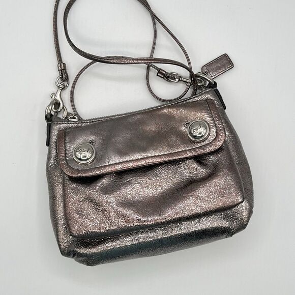 Coach POPPY Crossbody Bag Metallic Gold Silver Leather Vtg 2009 Limited Edition - Picture 2 of 16